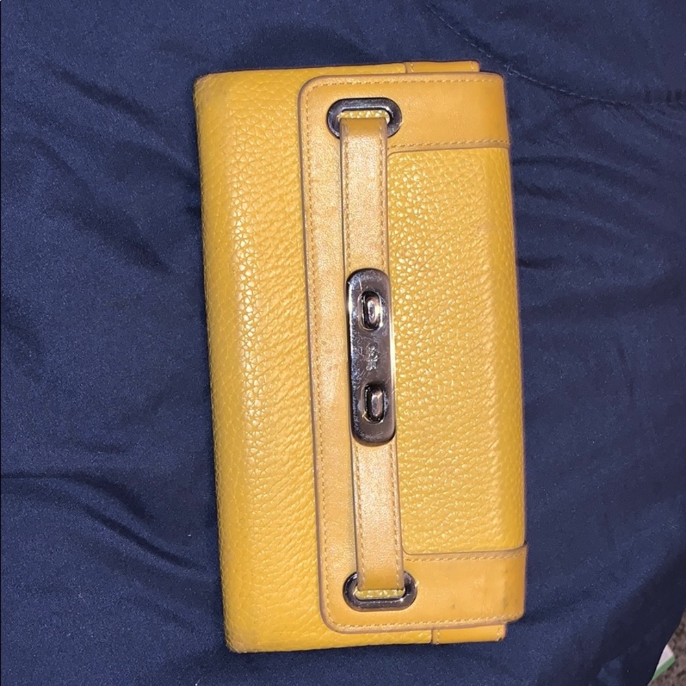 Coach wallet yellow pebbled leather